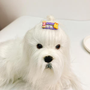 Accessoires pour animaux de compagnie, pince à cheveux pour animaux de compagnie faite à la main, 3 cm, réfrigérateur à nourriture, pince à cheveux longue, épingle à cheveux pour chat, teddy, maltais - Product Image 4