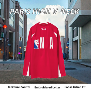 Paris High Version B 2026 Nueva Serie de Colaboración, Camiseta con Cuello en V Bordado, Diseño con Bloques de Color y Letras, Absorbe la Humedad, Corte Holgado - Product Image 2