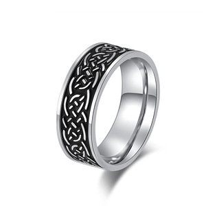Celtic Woven Knot <b>Titanium</b> Steel <b>Ring</b> Steel <b>Black</b> Unisex Fashion Jewelry Gift - Product Image 1
