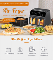 Meilleur produit Friteuse à air numérique intelligente électrique sans huile à double panier carré de 8 L avec panier amovible pour la maison