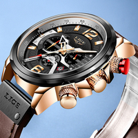 Montre pour homme en acier inoxydable et cuir, design simple, trois aiguilles, calendrier, date, 48 mm, logo personnalisé LG8917, quartz, luxe, mode
