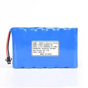 Paket Baterai 18650 Sertifikat KC, 15600MAh 3.7V 1S6P (2600MAh), Baterai Li-ion Isi Ulang, 18650 Sel Baterai Ion Lithium