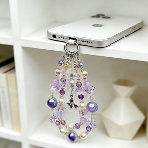 Chaîne de téléphone portable en perles haut de gamme, porte-téléphone portable luxueux avec papillon et cristal, porte-clés - Product Image 2