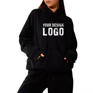 Vente en gros d'usine, sweat-shirt pour femmes surdimensionné à épaules tombantes, logo personnalisé, pull sans cordon, sweat-shirt ample pour femmes - Product Image 1