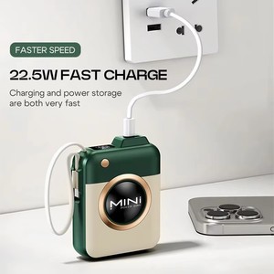 Nouveau produit, batterie externe mini caméra à charge rapide PD 22,5 watts, haute capacité, avec entrée Type-C et USB, capacité de 10000 mAh - Product Image 1