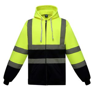 Custom logo High Quality <strong>Orange</strong> Yellow Outdoor Running Construction Industry Safety Jacket <strong>Men</strong> Reflective Zipper <strong>Hoodies</strong> - Product Image 3