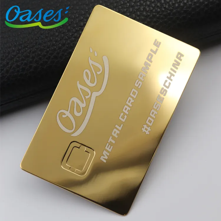 Lujo 24K espejo oro metal en blanco tarjeta de crédito para grabado láser
