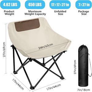 Chaise pliante portable d'extérieur pour le camping, les loisirs, le jardin et la plage, style chaise lune - Product Image 5