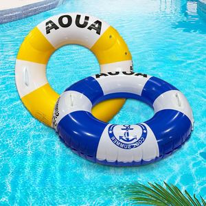 Striped Double Airbag Swim Ring Adult <b>Inflatable</b> Arm <b>Floats</b> for Water Safety with Handles - Product Image 4