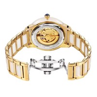 Montres de couple automatiques mécaniques en jade blanc naturel, design noble, affichage de la date, étanches 3 ATM, luxe