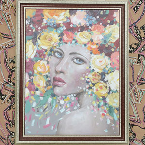 Toile d'art mural originale en relief 3D de style rétro imprimée à l'encre jet d'encre personnalisée Wei Mei Lantian pour la décoration de salon - Product Image 1