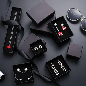 Jewelry Packaging Gift Boxes Earrings Bracelets Bangles Necklace Rings Jewel Black Matte Kraft Paper Box