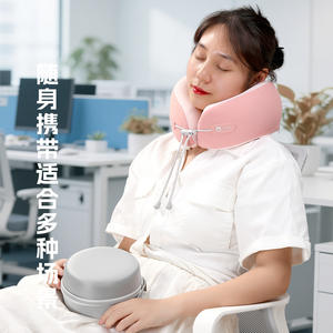 Oreiller de voyage ergonomique en mousse à mémoire de forme en U, rafraîchissant en soie glacée, pliable et portable pour la sieste au bureau ou en avion – Gris, Rose, Vert - Product Image 3