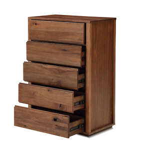 Cassettiera in Legno Massello di Noce con 5 Cassetti per <span class=keywords><strong>Soggiorno</strong></span> e Camera da Letto, Finitura Dipinta in Palissandro per Hotel di Lusso e Casa - Product Image 3