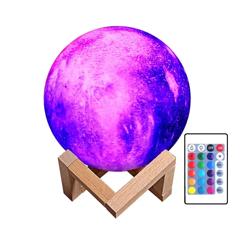 2023 hot customized 16 colors RGB starry sky desktop neon lampara lunas moon table comet lamp light 3d led touch personalized