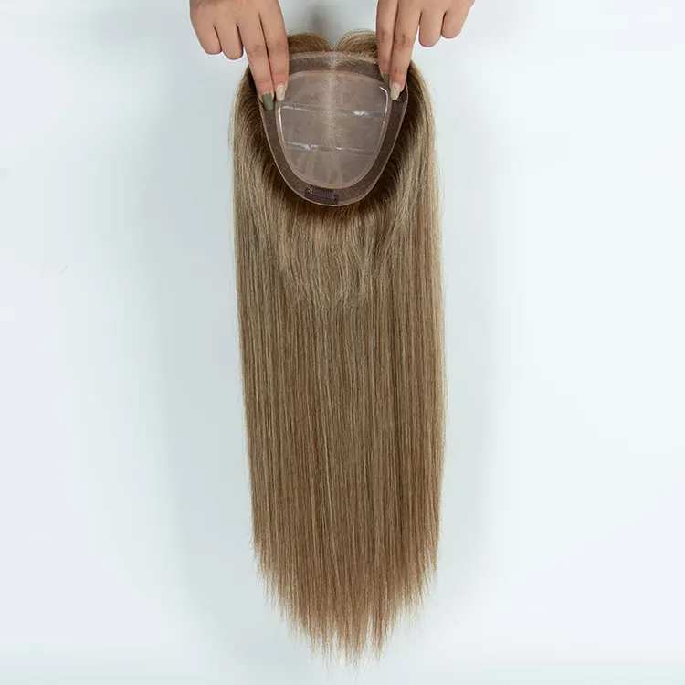 2023 hiasan rambut palsu renda penuh untuk wanita 5.5*6 Topper rambut manusia Eropa 4 #22 Highlights 4 #22 dengan 4 # Root