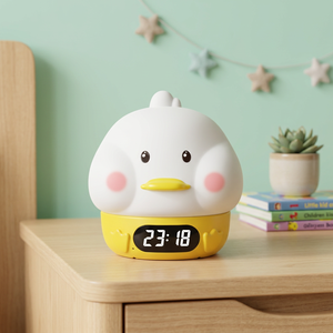 Veilleuse LED rechargeable en silicone blanc chaud en forme de canard avec capteur tactile et fonction réveil pour enfants - Product Image 1