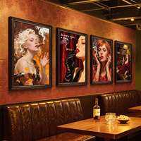 Peinture murale moderne, tableau décoratif encadré sur toile, style rétro, pour bar à cigares, bistro, restaurant, boîte de nuit, murale
