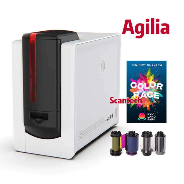 Security Evolis Agilia Retransfer Simplex PVC Card Printer 600dpi Plastic Id Card Printer Dual Side NFC Card Printer