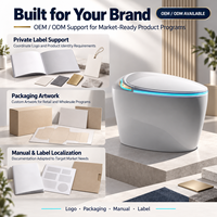 WC intelligent moderne en céramique monobloc avec chasse d'eau automatique par capteur, siège chauffant, séchoir à air chaud et télécommande
