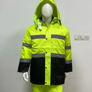 Yellow / Navy Coal Mining Waterproof 3 In 1 Hi Vis Reflective Safety Workwear Work warm winter Jacket coat