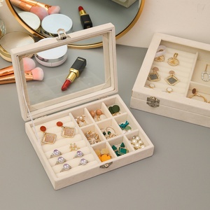 Custom Logo Luxury <b>Storage</b> <b>Boxes</b> Organizer <b>Cardboard</b> Paper Glass Flannelette Acrylic Tray Showcase Display Ring Velvet Box - Product Image 3