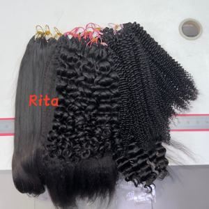 Mejor Oferta: Extensiones de Cabello Remy Indio Liso Kinky, Pre-Enlazadas, Sin Nudos, <span class=keywords><strong>para</strong></span> Trenzar, Colores Más Oscuros, Pluma de Cabello Humano Natural <span class=keywords><strong>para</strong></span> Crochet - Product Image 6