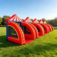 Combo de jeu gonflable 5-en-1 : basketball, football, lancer d'anneaux – Ensemble de jeux gonflables pour événements extérieurs, festivals et location commerciale