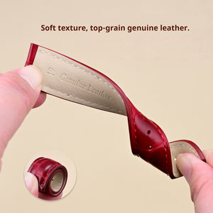 Correa de reloj de cuero de grano superior Blister suave correa de cuero de grano de bambú 18mm 22mm Universal para reloj de marca reemplazar correa de reloj - Product Image 4