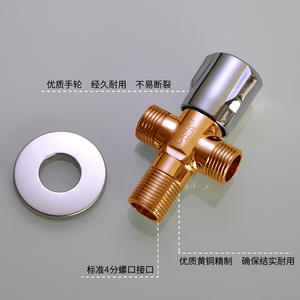 Grifo Doméstico de Cobre de 4 Puntos con Válvula Angular en Forma de Ocho, Agua Fría y Caliente para Inodoros y Calentadores de Agua - Product Image 5