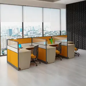 Ruang kerja furnitur kantor meja panjang Modern 6 tempat duduk stasiun kerja kantor