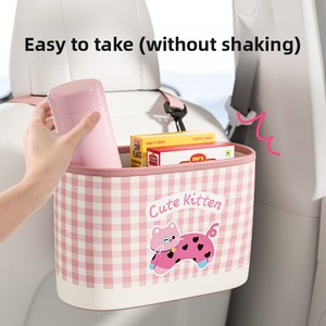 Bolsa de Basura para Auto con Diseño de Gato de Dibujos Animados, Organizador Colgante Multifuncional, Contenedor de Residuos Impermeable para Niños, Interior de Auto - Product Image 5