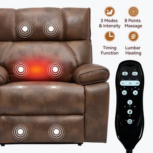 Fauteuil inclinable électrique robuste en similicuir marron avec double moteur, massage chauffant, <span class=keywords><strong>8</strong></span> points de vibration, poches latérales et fonction de levage assisté - Product Image 5