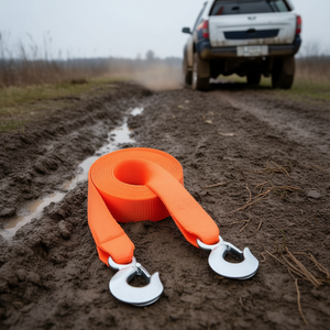 Sangle de remorquage 2 po x 20 pi, robuste, avec crochets de sécurité, capacité de 17000 lb, câble de remorquage pour voitures, camions, véhicules, remorquage routier - Product Image 2