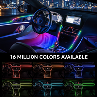 Kit d'éclairage d'ambiance intérieur de voiture RGB Dream Color avec contrôle par application, bande LED dynamique à flux continu pour la décoration du tableau de bord