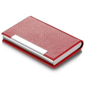 Men Woman Personalized Business Card Holder PU Leather Aluminum Stainless Metal Name Card Case <b>Box</b> - Product Image 1