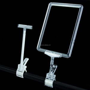 Clear Plastic Clip Holder with Adjustable Arm 250mm White Convenient for Retail <b>Shelves</b> - Product Image 1
