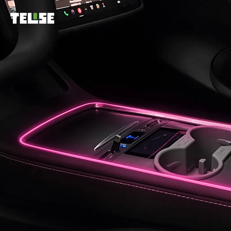 TELISE 128 Tela de Controle de Tela LCD de Cores Luz Ambiente Interior LED Faixa Luzes Atmosfera do Carro para Tesla Modelo 3 Y
