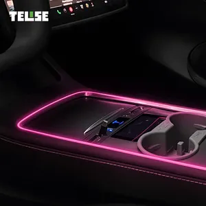 TELISE 128 colores pantalla LCD Control luz ambiental tira LED Interior luces de Ambiente de coche para Tesla Modelo 3 Y