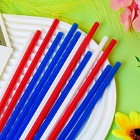 60 pailles à étoiles rouges, blanches et bleues, pailles à boire en plastique réutilisables pour boissons, milkshake, cocktail