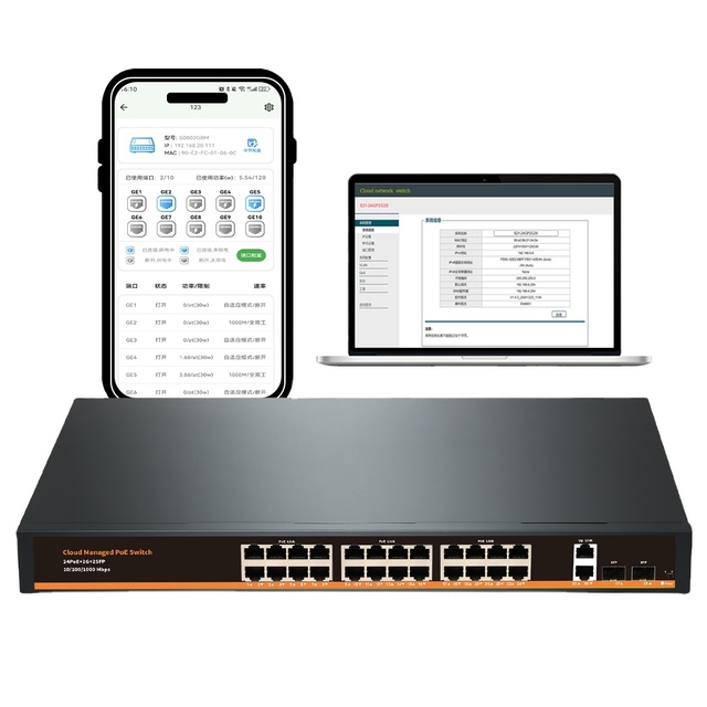 Hisource 24-Port Managed POE Switch with 10/100/1000Mbps Transmission and 56 Switch Capacity