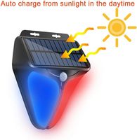 Lampu Alarm tenaga surya, lampu peringatan tenaga surya dengan sirene Sensor gerak 90DB peringatan suara Alarm IP65 rumah pagar halaman pertanian garasi luar ruangan