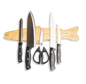 Bandes magnétiques adhésives murales pour couteaux <span class=keywords><strong>Porte</strong></span>-<span class=keywords><strong>couteau</strong></span> magnétique de qualité supérieure en forme de poisson en bois - Product Image 1