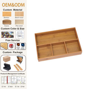 SINCERE International 824 Bandeja organizadora de <span class=keywords><strong>4</strong></span> compartimentos de madera de bambú moderna 11 5/8 \ "X <span class=keywords><strong>7</strong></span> <span class=keywords><strong>7</strong></span>/8 \" X 1 3/<span class=keywords><strong>4</strong></span> \ "Herramientas rectangulares - Product Image 1
