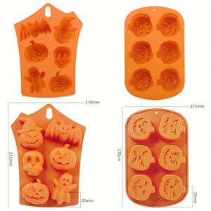 Molde de silicona reutilizable de 6 cavidades con forma de calabaza para hacer velas, jabones y resina DIY con diseño de cara de meme de Halloween - Product Image 2