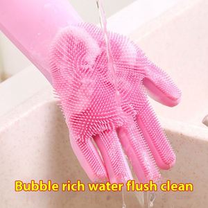 Home Kitchen Vegetable Washing Tool Pet Bathing Thickened Anti-Scratch Sustainable <b>Waterproof</b> <b>Silicone</b> Dishwashing Gloves Custom - Product Image 4