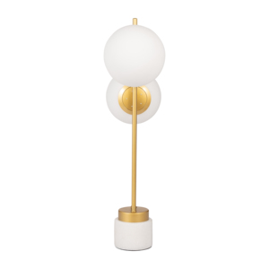 Lampada da tavolo a doppio diffusore con globo, design moderno in metallo e vetro per l'arredamento di camera da letto e soggiorno - Product Image 4