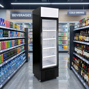 Réfrigérateur vertical NE-235CL à porte vitrée simple pour boissons et snacks, avec éclairage, personnalisable, autoportant, 235L - Product Image 1