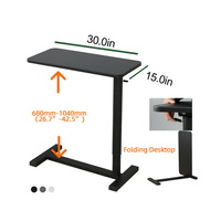 Bureau assis-debout ADA réglable en hauteur pneumatiquement, avec plateau inclinable à 0-90°, pour utilisation au-dessus du lit ou au bureau