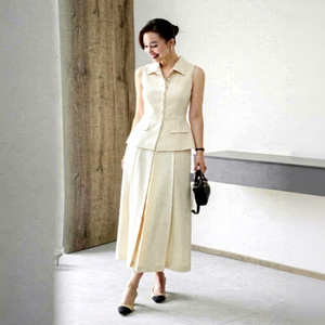 CV9074 Falda Recta Midi de Satén Sólido Elegante para Mujer con Bolsillos Precio de Fábrica - Product Image 1
